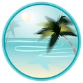 Summer beach landscape with palms in round