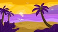 Summer beach landscape vector illustration. Royalty Free Stock Photo