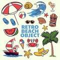 Summer Beach Object Collection in Vintage Style