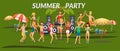 Summer Beach Party Banner Flat Color Template