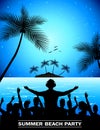 Summer beach party with dance silhouettes