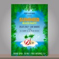 Summer beach party design template. Season vacation, weekend. Vector Illustration. Royalty Free Stock Photo