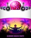 Summer Beach Party With disco ball and speakers Royalty Free Stock Photo