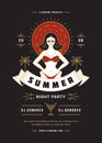 Summer beach party flyer or poster template modern line typography style design. Royalty Free Stock Photo