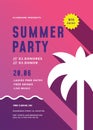 Summer beach party flyer or poster template modern typography style design. Royalty Free Stock Photo