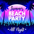 Summer Beach Party gradient background with young people, stars and palm trees for banner, flyer, poster, invitation. Abstract Royalty Free Stock Photo