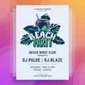 Summer beach party poster decor design template vector tropical vacation social event promo