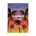 Summer and beach party poster design. Invitation flyer template with tropical palm tree. Modern banner. Vector Royalty Free Stock Photo