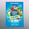 Summer beach party poster holiday cocktail drink element