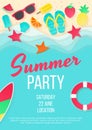 Summer beach party vector background. Paper cut.