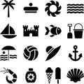 Summer and beach pictograms