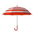Summer beach red umbrella isolated on white background. 3D illustration . Royalty Free Stock Photo