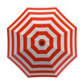 Summer beach red umbrella isolated on white background. 3D illustration . Royalty Free Stock Photo