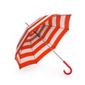 Summer beach red umbrella isolated on white background. 3D illustration . Royalty Free Stock Photo