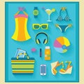 Summer and beach related icons set