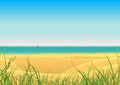 Summer Beach With Sailboats Postcard Background