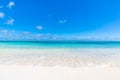 Peaceful beach scenery, boost up colors process. Sea sand sky concept, beach view with blue sea. Royalty Free Stock Photo