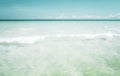 Summer beach and sea. Lagoon and white sandy beach. Vacation travel background.