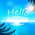 Summer beach with shiny sparkling sea water, vector background Royalty Free Stock Photo