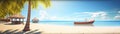 Summer beach side sunny day, Product montage. Banner design. Generative Ai. Royalty Free Stock Photo