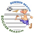 Summer beach. Soccer season. Illustration for print