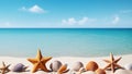 Summer beach with strafish and shells Royalty Free Stock Photo