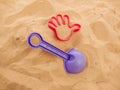 Summer beach toys in the sand Royalty Free Stock Photo