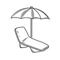 Summer beach umbrella black and white vector