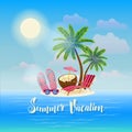 Summer Beach Vacation Banner. Exotic Tropical Island