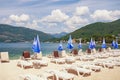 Summer beach vacation. Beautiful summer Mediterranean landscape. Montenegro, Adriatic Sea, Bay of Kotor Royalty Free Stock Photo