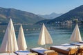 Summer beach vacation. Beautiful Mediterranean landscape. Montenegro, Bay of Kotor Royalty Free Stock Photo