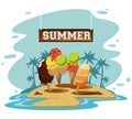 Summer beach and vacation card