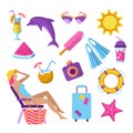 Summer beach vacation elements set