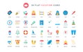 Summer beach vacation, outdoor tourism and trip, travel holidays trendy flat icons set