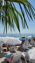 Beach summer vacation. Coastal tropical beach backdrop