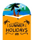 Summer beach vector background. Summer holidays lettering.