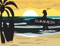 Summer Beach Vector with surf