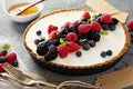 Summer berries and greek yogurt tart Royalty Free Stock Photo