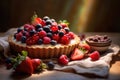 Summer Berries and Greek Yogurt Tart with Honey Royalty Free Stock Photo