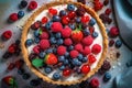 Summer Berries and Greek Yogurt Tart with Honey Royalty Free Stock Photo