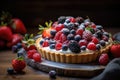 Summer Berries and Greek Yogurt Tart with Honey Royalty Free Stock Photo