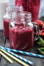 Summer berries smoothie in mason jar Royalty Free Stock Photo