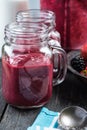 Summer berries smoothie in mason jar Royalty Free Stock Photo