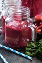 Summer berries smoothie in mason jar Royalty Free Stock Photo