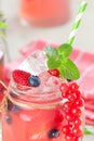 Summer Berry Drink. Lemonade with raspberry and blackberry with Royalty Free Stock Photo