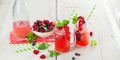 Summer Berry Drink. Lemonade with raspberry and blackberry with Royalty Free Stock Photo