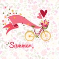 Summer, bicycle and flowers background Royalty Free Stock Photo
