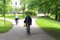 Summer. Bicycle road in city. Riga. Latvia