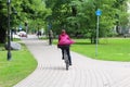 Summer. Bicycle road in city. Riga. Latvia