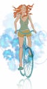 Summer bicycle smiling girl